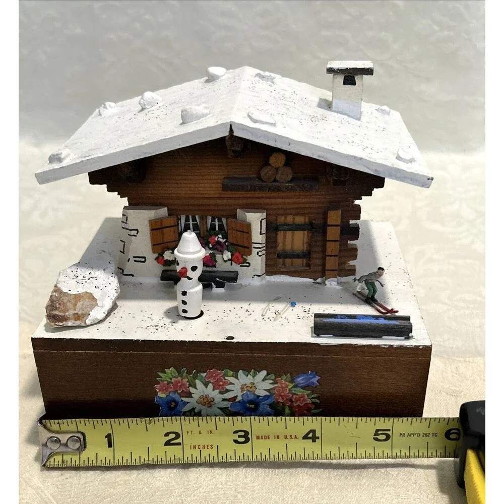 Vintage Cuendet Swiss Chalet Wooden Music Box - AS-IS / Repair Project